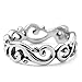 Chuvora 925 Sterling Silver Filigree Curves Swirl Pattern Wave Design Tribal Band Ring Size 9
