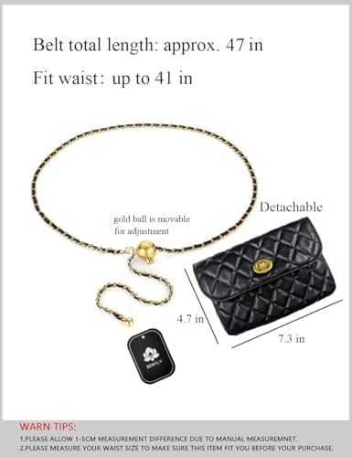 Leather Chain Belt Bag for Women Crossbody Waist Purse Fanny Pack Fashion Evening Clutch Mini Handbag Detachable