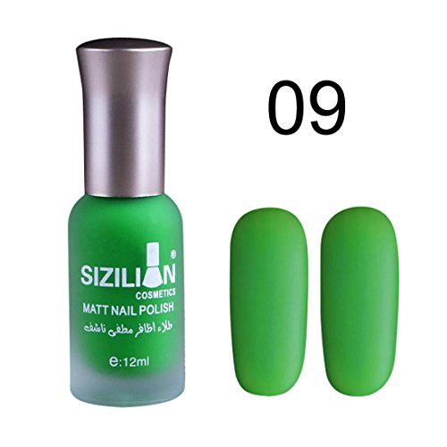 Matte Dull Nail Polish XUANOU 12ml Fast Dry Long Lasting Nail Art Matte Nail Polish Gel (Green)