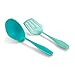 BakBak Design 2-Piece Kitchen Utensils Set Soup Ladle and Slotted Turner (Cats Face) Unique Home Cookware with Wide-Grip Handles – Heat Resistant, Non-Stick Nylon, Dishwasher Safe – Aqua Blue