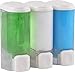 Templeton Three Chamber Compact Soap, Shampoo & Lotion Dispenser, in Shower Wall Mount, Clear