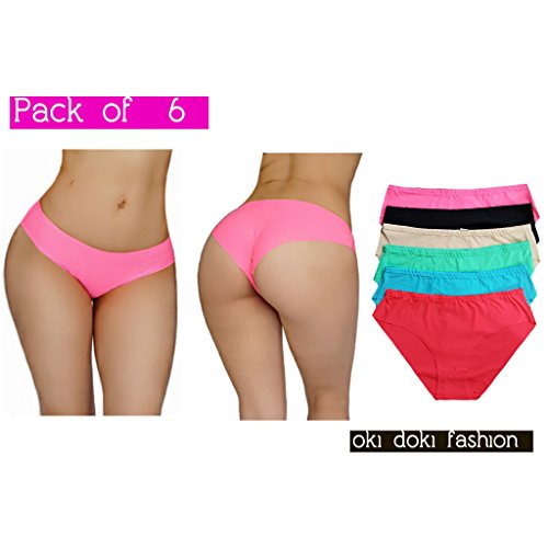 oki doki-Seamless laser Brazilian cut Tanga panties pack of 6.