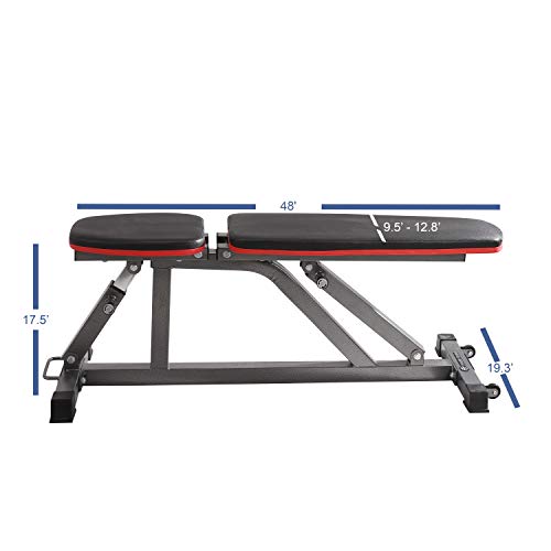 Finer Form Gym Quality Adjustable Weight Bench, Utility Bench, Flat Bench, Incline Bench and Upright Bench for Dozens of Exercises, Strength Training and Abdominal Workouts for Home Gym.