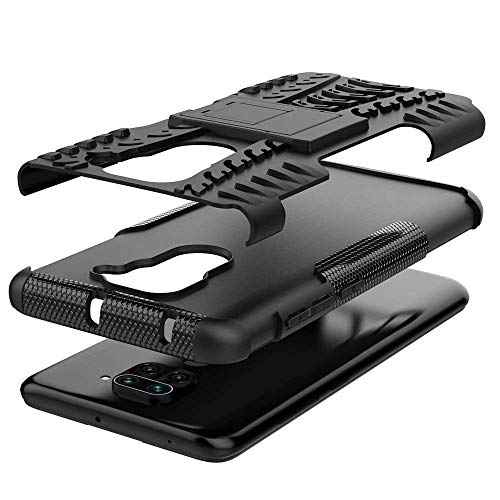 Lustree Redmi Note 9 Kick Stand Back Cover for- Redmi Note 9 (Black)