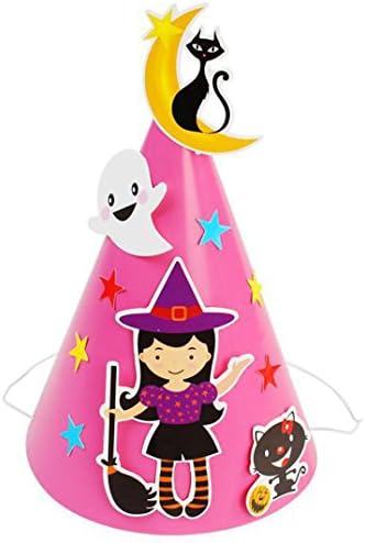 MMUA DIY Halloween Paper Cartoon Cap Child Child Halloween Ornament Hat Home Household Happy Halloween Festival Decoration Decor Kids Gift NEW (Pink - E)