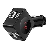 Uverbon Car Charger, 5V/3.1A 4 USB Port Safe Smart Quick Car Charger Adapter Volt Meter Car Battery Monitor with LED Voltage & Amps Display for iPhone Xs/X/8/7,Samsung Note 9/ Galaxy S9/ S8/S7- Black