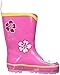 Kidorable Lucky Cat Rainboots, Pink, Kids Sizes, Natural Rubber Boots with Cotton Lining, Pull On Heel Tab & Non-Slip Sole