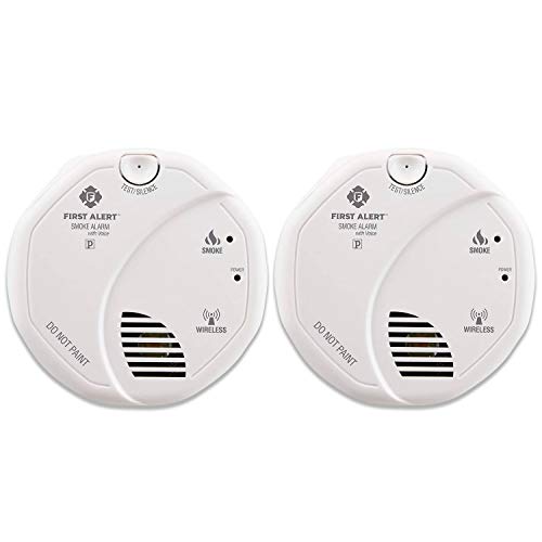 First Alert SA511CN2-3ST Wireless Interconnected Smoke Alarm with Voice Location, Battery Operated, 2 Pack