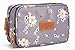 VEXTROFORT Small Makeup Bag for Purse Travel Cosmetic Bags for Women with Brush Organizer and Detachable Handle Waterproof (Gray)