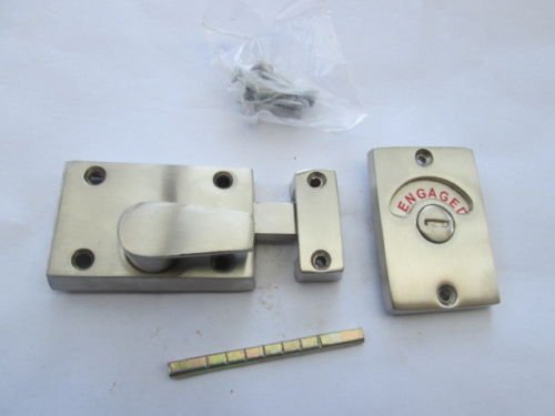 IRONMONGERY WORLD® WC Vacant, Engaged, Toilet, Bathroom Door Lock Latch Indicator Bolt in 6 FINISHES (Steel Satin/Brushed Chrome)