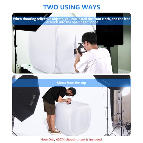 Neewer Tienda de luz fotográfica de Estudio Profesional Softbox Difusión 60cm 24 pulgadas. Conjunto con 4 colores de fondo (rojo azul oscuro negro blanco)