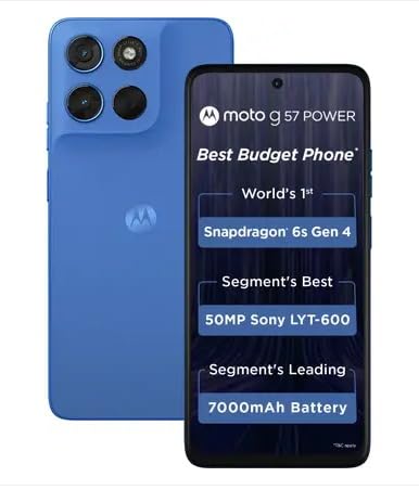 Motorola G57 Power 5G (Regatta, 8GB RAM, 128GB Storage) | Snapdragon 6s Gen 4 Processor | 6.72" FHD+ Display | 50MP LYT-600 + 8MP Ultrawide | 8MP Selfie Camera | 7000mAh Battery, 33W TurboPower | IP64