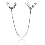 Statement Deer Silver Plated Collar Chain Tassel Pin Brooch Neck Tip S464K05