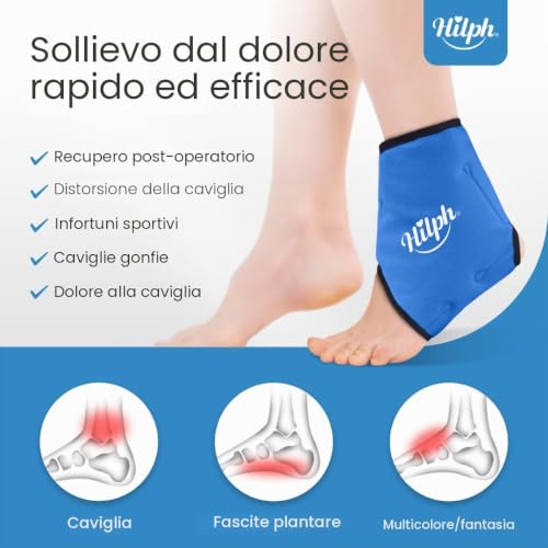 Hilph Reusable Ankle Ice Bag, Cold and Warm Therapy Bag for Ankle with Adjustable Strap - Reduces Pain, Swelling from Sprains, Stretches and Inflammations