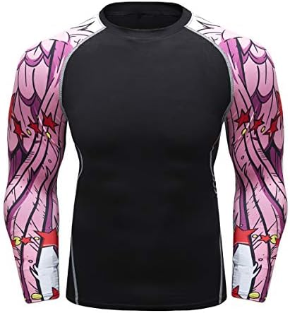 Fanii Quare Men's Soft Fit Long Sleeve Workout Rashguard Cool Dry Compression Fitness Shirt