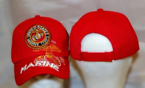 Red Marine Marines USMC Semper Fi Eagle Globe Anchor Seal Crest Occluded Hat Cap Cover (licensed)
