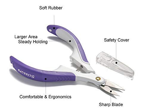 Stainless Steel Professional Curved Cuticle Scissor Cuticle Nipper Cuticle Cutter Cuticle Trimmer Cuticle Remover with Safety Cover for Dead Skin Removal (Violet)
