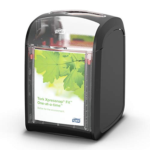 Tork Xpressnap Fit Tisch Serviettenspender – 272900 – N14 Spender fuer Restaurants – sparsame Einzelblattentnahme, schwarz (Anzahl von 4)