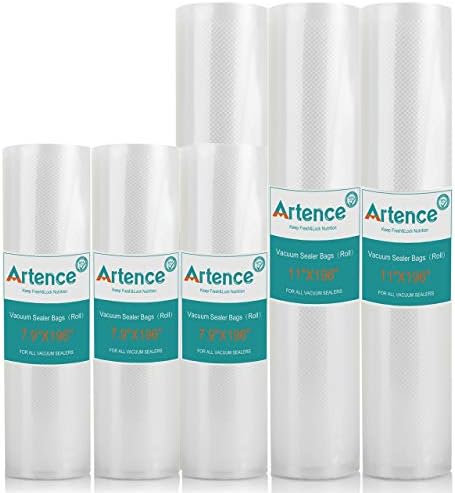 Vacuum Sealer Bags 6 Rolls 7.9”x16.5' and 11"x16.5' Commercial Grade Well-Embossed Heavy Duty Sous Vide,4mil Thick,BPA-Free,FDA Approved
