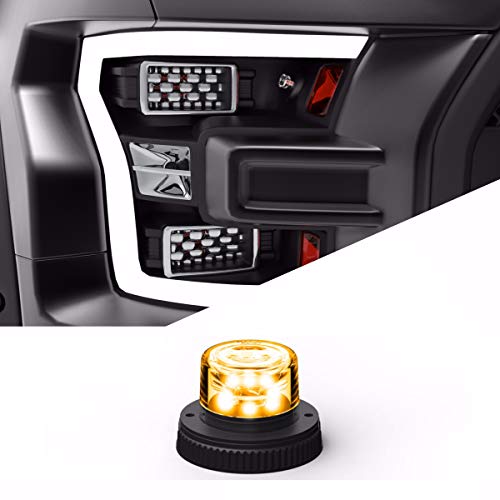 SpeedTech Lights Flare 360 Degree LED 18W Strobe Light for Police Cars, Construction Trucks, Service Vehicles, Plows, Emergency Vehicles. Surface Mount Grille Flashing Light- Amber/Amber
