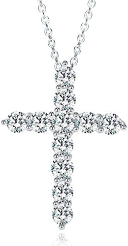 Meidiya Valentines Day Gift “God We Trust” 925 Sterling Silver Cross Pendant Necklace for Women Birthday Christmas Gifts (Silver)