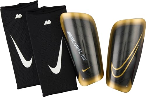 Nike Unisex Schienbeinschoner Nk MERC Lite - Fa22, Black/Black/MTLC Gold Coin, DN3611-013, L