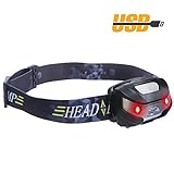 SUPERBRIGHT Rechargeable LED Headlight, QPAU Helmet Light Red Lights Adjustable Strip for Cycling, Running, Walking, Camping, Fishing, Hiking, Hunting and More Activity