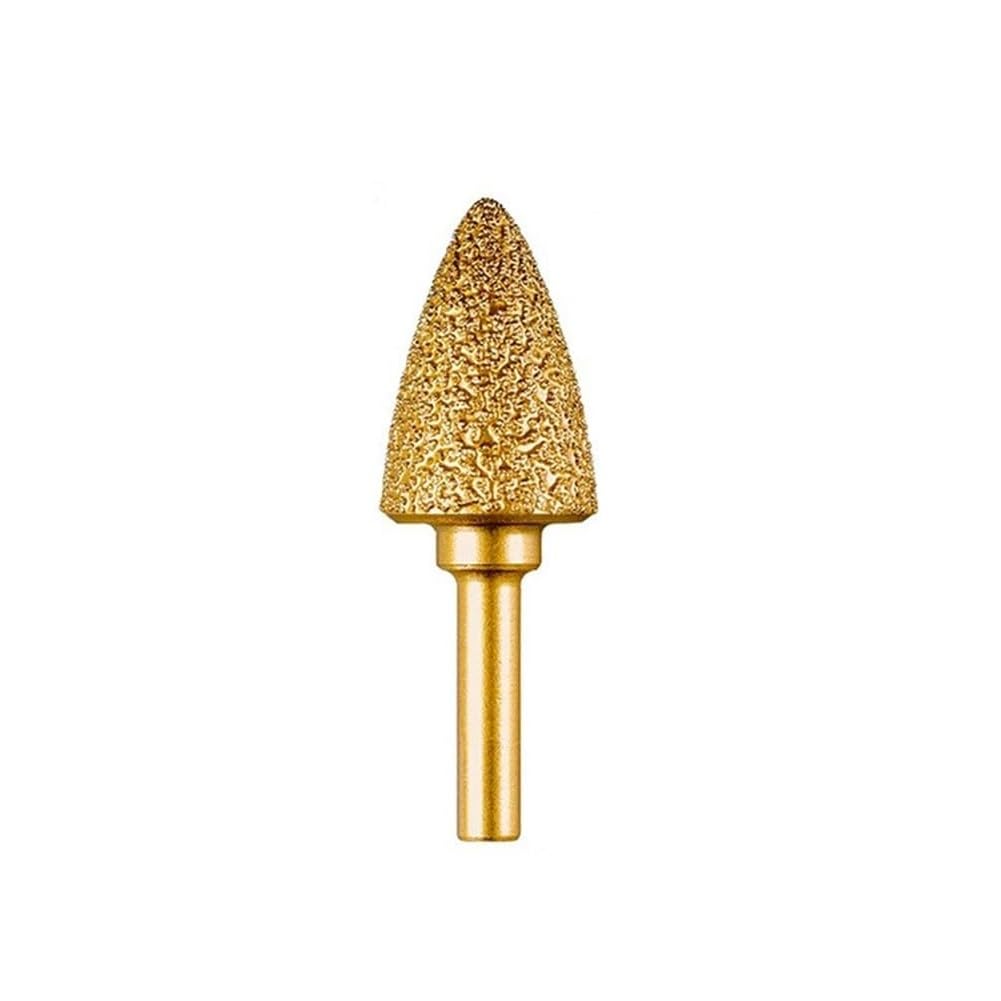 MiJunHD Diamond Brazed Grinding Head 20mm Pointed Type,6mm Round Handle Coarse Grit Polish Burr Drill Bit for Wood Stone Carving, Metal Sanding, Stainless Steel Deburring, Ceramics Trimming (1Piece)