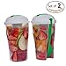 Fresh Salad Container Serving Cup Shaker with Dressing Container Fork Food Storage Bonus Recipes, Use This Bowl for Picnic, Lunch to Go, Made with Plastic Bottle - Eat Healthy -(Set of 2)