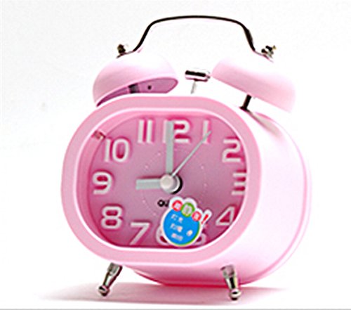 ONOR-Tech Lovely Cute Metal Twin Bell Alarm Clock With Light for Home decoration, Kids (Pink)