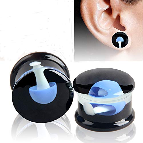 Spiral tunnel ear stretcher plug perforator 1 Pair Glass Ocean Jellyfish Ear Gauges Plugs Expander Tunnels Body Piercing, 0g-5/8 ''(8mm-16mm) Beautiful Men And Women Can Take Ear extension plug kit