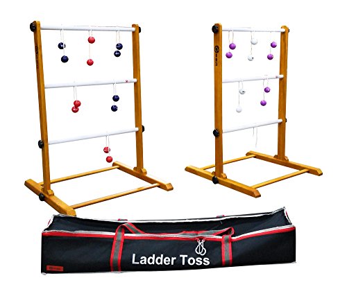 Uber Games Premium Ladder Toss - Double Game - Red, Navy Blue, White, and Purple Bolas