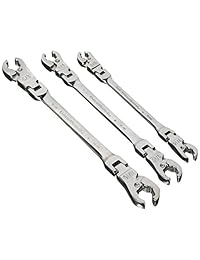 Gearwrench 89098 3 pc. Cabeza Flexible de carraca Flare tuerca Sae juego de llaves, color negro