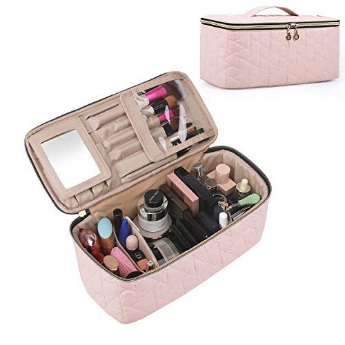 BAGSMART Makeup Bag Cosmetic Bag Large Toiletry Bag Travel Bag Case Organizer for Women, Soft Pink 1 BAGSMART Makeup Bag Cosmetic Bag Large Toiletry Bag Travel Bag Case Organizer for Women, Soft Pink