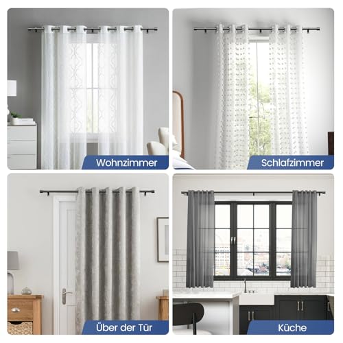 Curtain Pole Black 76-228 cm Extendable 19 mm Diameter for Bedroom, Living Room or Kitchen GEEBOBO