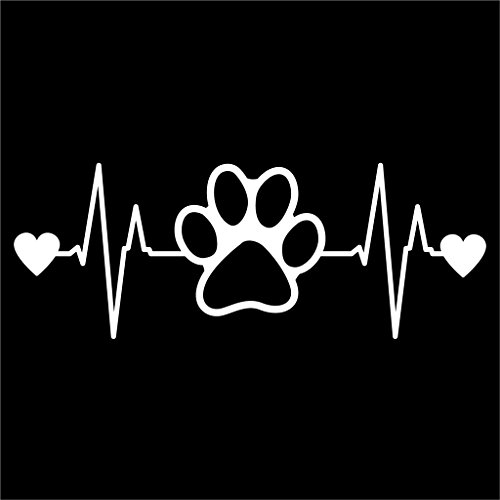 Dog Paw Heartbeat Vinyl Decal Sticker | Cars Trucks Vans Walls Laptops Cups | White | 7.5 X 2.8 Inch | KCD1170