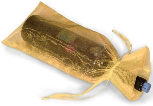Gold Sheer Organza Wine Bags - 6.5 x 15 - 10 Pack