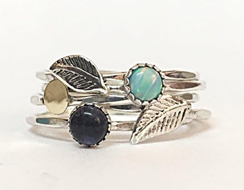 Stacking Rings For Women Sterling Silver 925 Yellow Solid Gold 14K 18K US 6 - 10