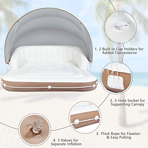 Canopy Island Pool Float With Retractable Canopy For 23 Person Cup