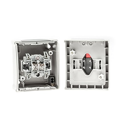 Aufputz Kontrollschalter/Ausschalter 2-polig beleuchtet Feuchtraum IP54, rot leuchtende Kalotte, Modell Pacific, grau – Bild 6