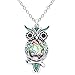 CHUANGYUN Silver-Plated Abalone Shell Colorful Rhinestone Owl Necklace 18'' (Green)
