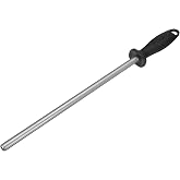 Diamond Carbon Steel Knife Sharpener Rod Sharpening Solid Steel Oval Gourmet Blade Sharpening Rod or Stick Tool for Kitchen Home 12 Inch