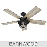 Hunter 54" Coral Gables Reversible Burnished Gray Pine Blades Remote Controlled Ceiling Fan in Weathered Zinc Finish