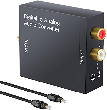 Ramlinku DAC Digital to Analog Audio Converter Optical Coax to Analog RCA Audio Adapter with Optical Cable 3.5mm Jack Output for HDTV Blu Ray DVD Sky HD XBox 360 TV Box