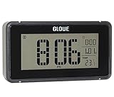 Gloue 21 polyphonic music Digital Alarm Clock ,snooze and Large Display and Smart backlight,Battery Operated and Temperature Display (Black)