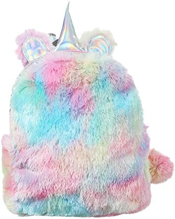 Yeawooh Plush Unicorn Backpack for Beach Hiking Bags Unicorn School Bag Shoulder Bag-11.029.443.54in