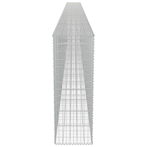 HLLNME Steinzaun Steinkorb Steingabione Gabion Säule, Gabionenwand mit Abdeckung Verzinkter Stahl 900×50×150 cm – Bild 6