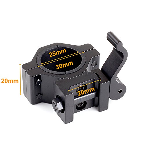 Modkin Picatinny Flashlight Mount, 25mm 30mm Gun Mount with QD Quick Release Cam Lock for 20mm Picatinny Weaver Rail (Low Profile) (Low Profile)