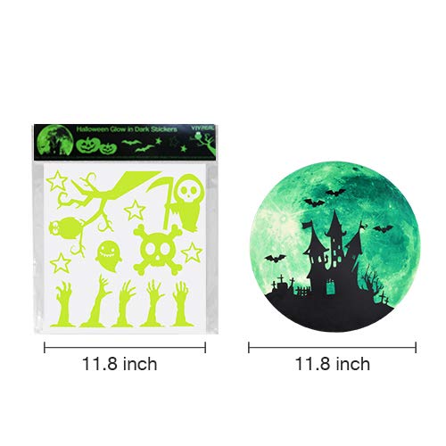 VIVREAL Halloween Wall Decals, Glow in The Dark Wall Stickers Halloween Decorations, Luminous Decals Glow Stickers Zombie Pumpkin Ghost Halloween Decor Kids Room Door Window