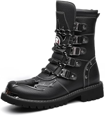Amazon.com | New Rock Men's 407-S1 Silver Cross Buckle Ankle BOOTS